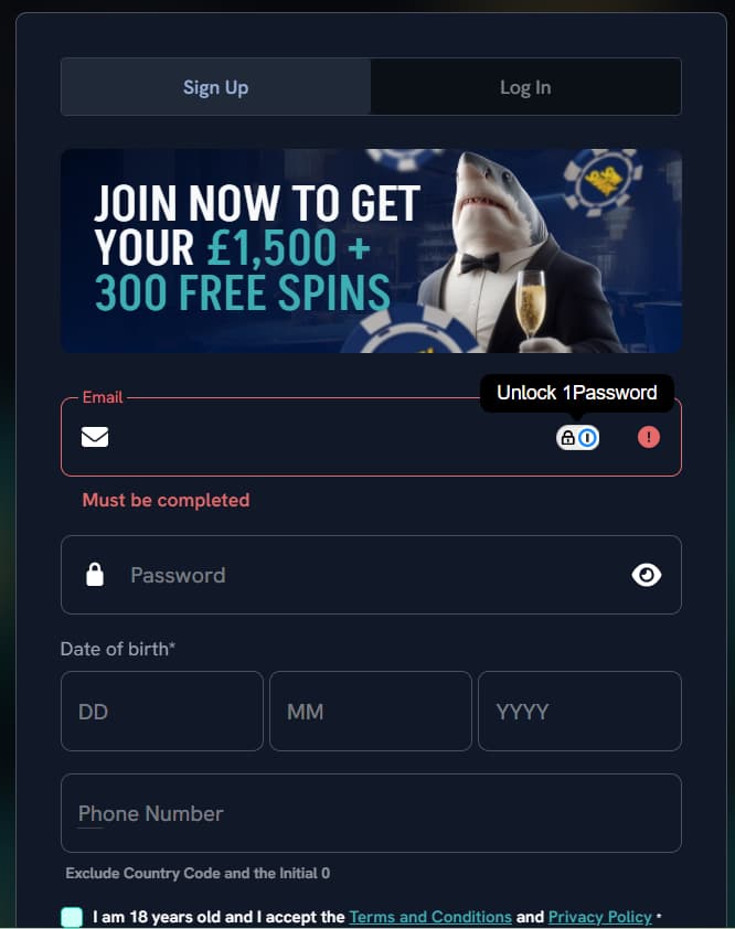 spinshark login